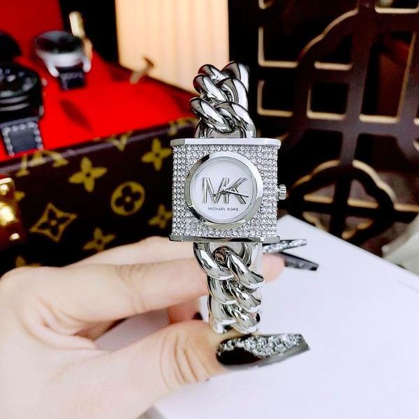 Michael Kors Chain Lock Pave Silver Dial Silver Steel Strap Watch For Women - MK4718 Buy Now By Michael Kors