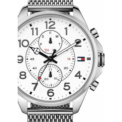 Tommy Hilfiger Dean Chronograph White Dial Silver Mesh Bracelet Watch for Men - 1791277 Buy Now By Tommy Hilfiger