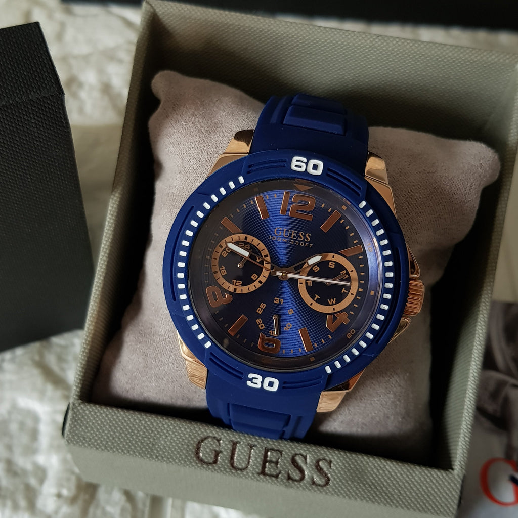 Guess Trade Blue Dial Blue Silicone Strap Watch for Men - W0967G2 Buy Now By Guess