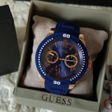 Guess Trade Blue Dial Blue Silicone Strap Watch for Men - W0967G2 Buy Now By Guess