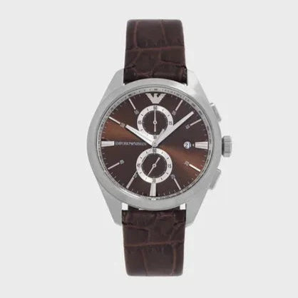 Emporio Armani Claudio Chronograph Brown Dial Brown Leather Strap Watch For Men - AR11482 Buy Now By Emporio Armani