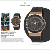 Maserati Potenza Black & Rose Gold Dial Black Rubber Strap Watch For Men - R8851108002 Buy Now By Maserati