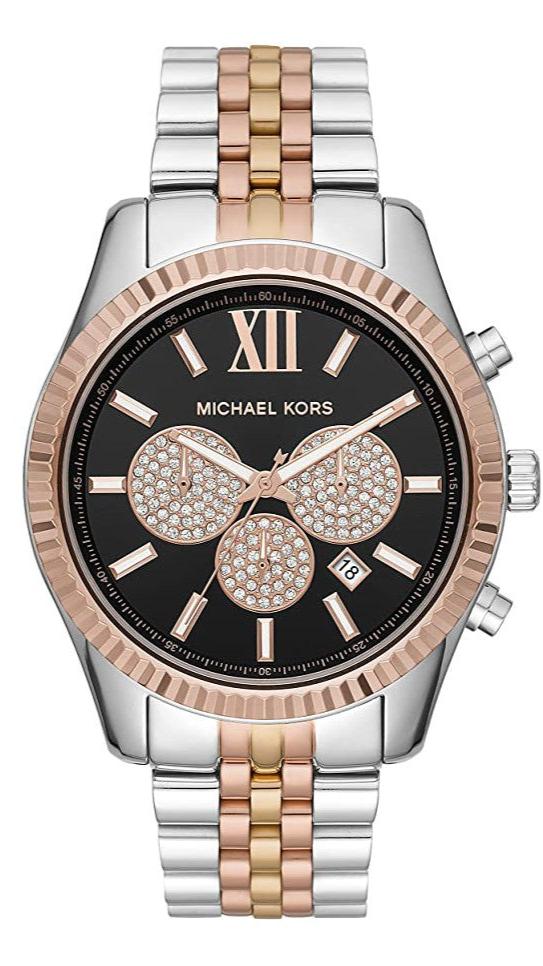 Michael Kors Lexington Chronograph Crystals Black Dial Two Tone Steel Strap Watch for Men - MK8714 Buy Now By Michael Kors