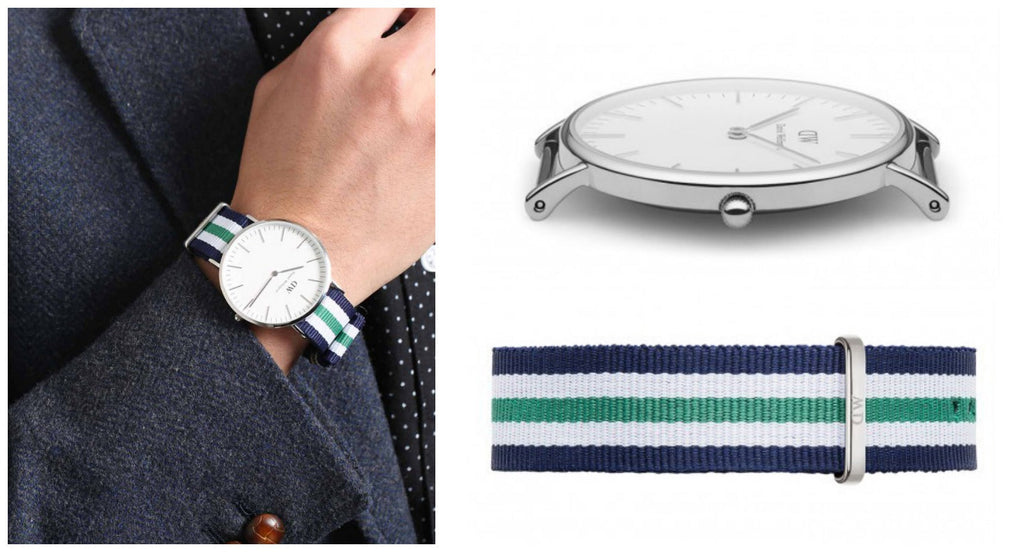 Daniel Wellington Classic Nottingham White Dial Two Tone NATO Strap Watch For Men - 0208DW Buy Now By Daniel Wellington