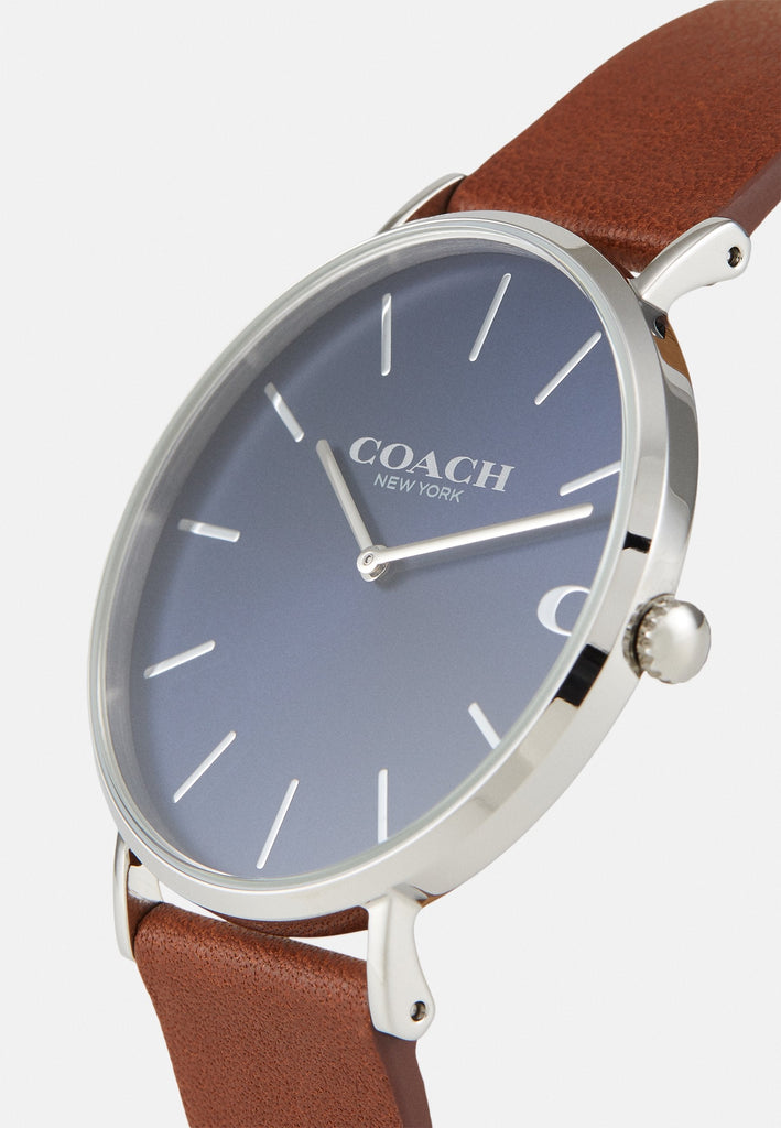 Coach Charles Blue Dial Brown Leather Strap Watch for Men - 14602151 Buy Now By Coach