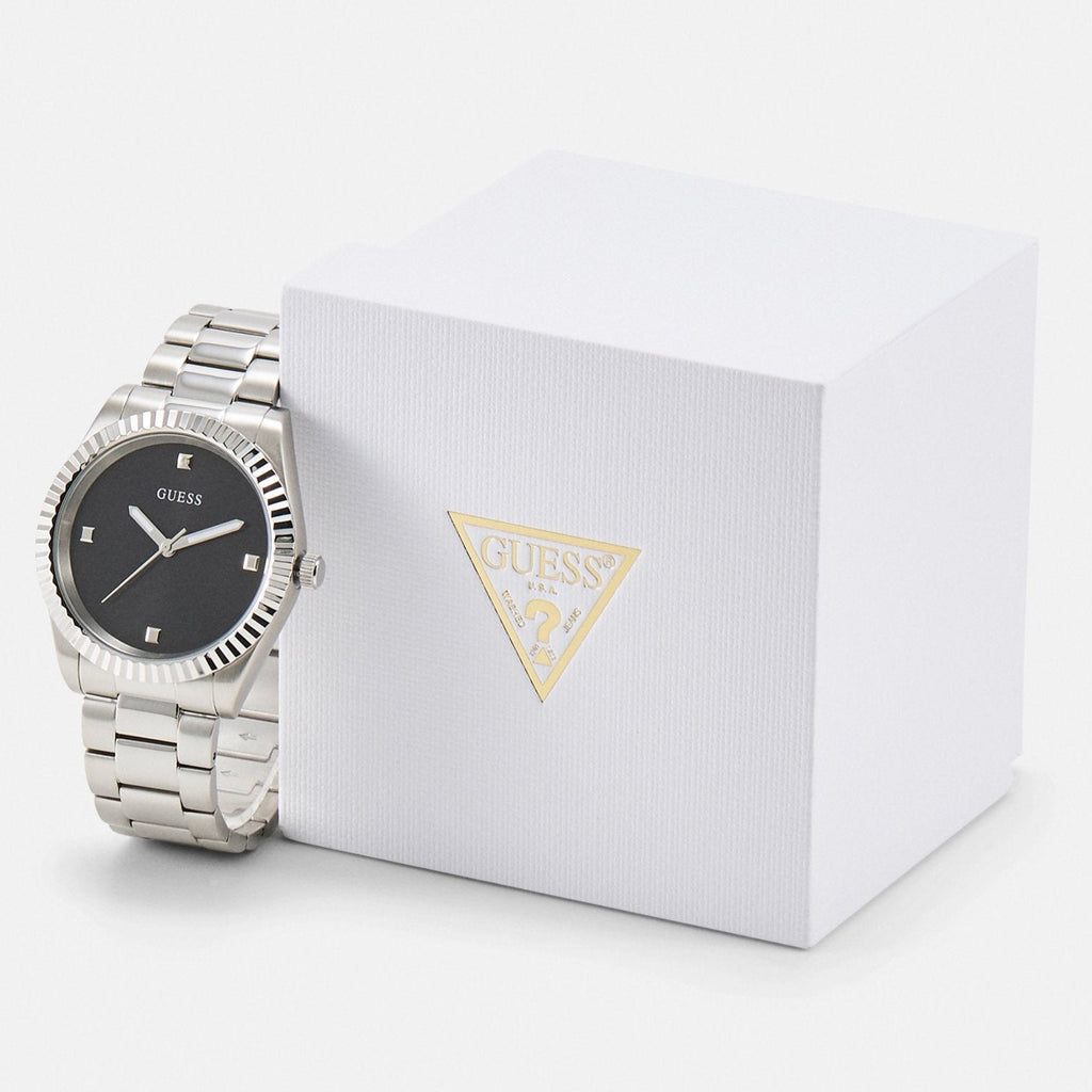 Guess Connoisseur Analog Black Dial Silver Steel Strap Watch For Men - GW0542G1 Buy Now By Guess