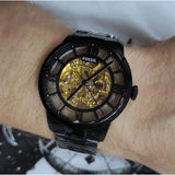 Fossil Townsman Automatic Skeleton Black Dial Black Steel Strap Watch for Men - ME3197 Buy Now By Fossil