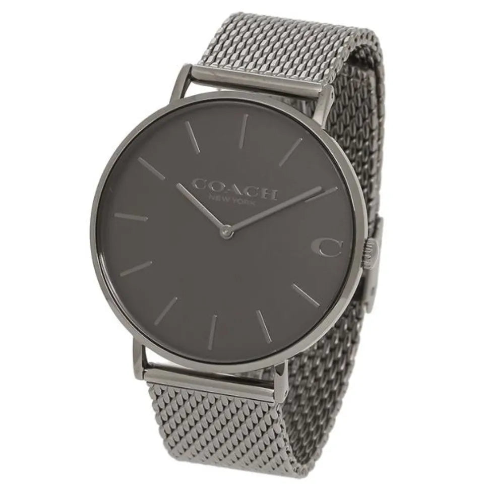 Coach Charles Black Dial Grey Mesh Bracelet Watch for Men - 14602145 Buy Now By Coach