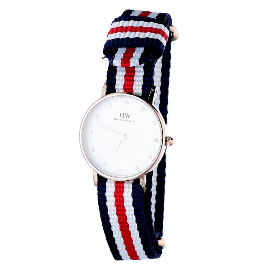 Daniel Wellington Classic Petite Silver Dial Three Tone Nylon Strap Watch for Women - DW00100255 Buy Now By Daniel Wellington