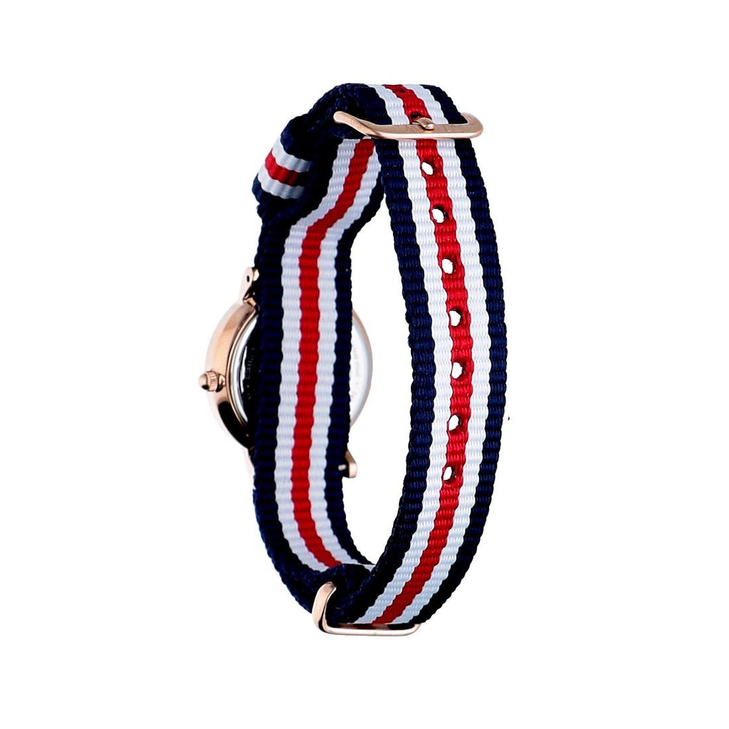 Daniel Wellington Classic Petite Silver Dial Three Tone Nylon Strap Watch for Women - DW00100255 Buy Now By Daniel Wellington