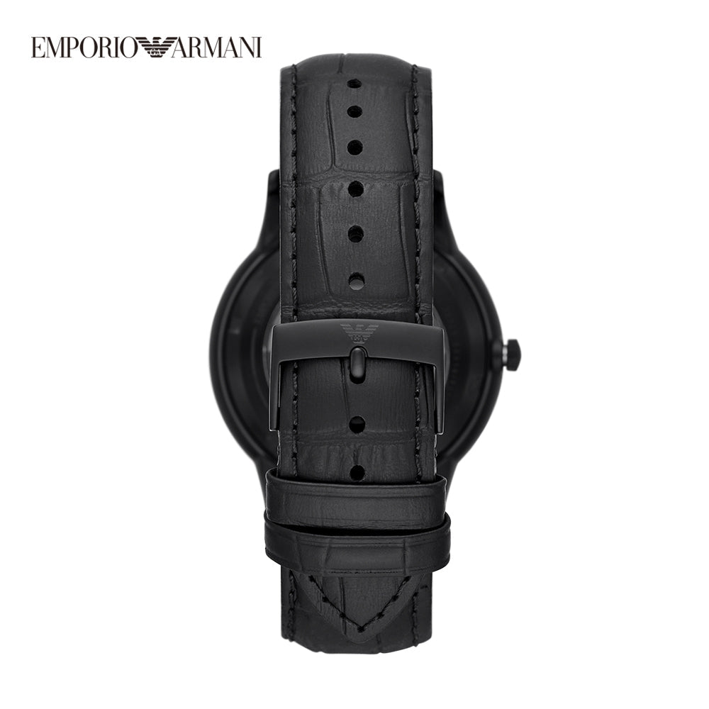 Emporio Armani Meccanico Automatic Black Dial Black Leather Strap Watch For Men - AR60042 Buy Now By Emporio Armani