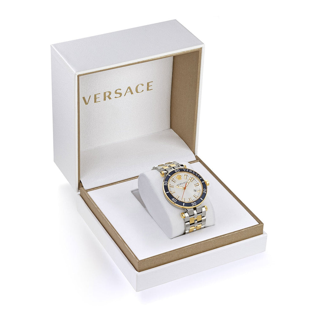 Versace Greca Sport Quartz White Dial Two Tone Steel Strap Watch For Men - VEZ300521 Buy Now By Versace