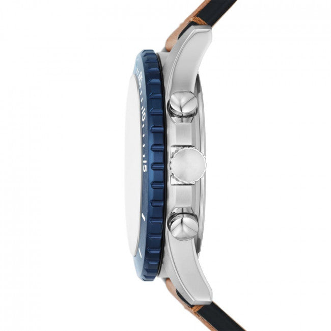 Fossil Nate Chronograph Navy Blue Dial Brown Leather Strap Watch for Men - JR1504 Buy Now By Fossil