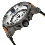 Diesel SBA Dual Time Chronograph White Dial Brown Leather Strap Watch For Men - DZ7269 Buy Now By Diesel