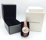 Emporio Armani Gianni T Bar Quartz Pink Mother of Pearl Dial Brown Leather Strap Watch For Women - AR1960 Buy Now By Emporio Armani