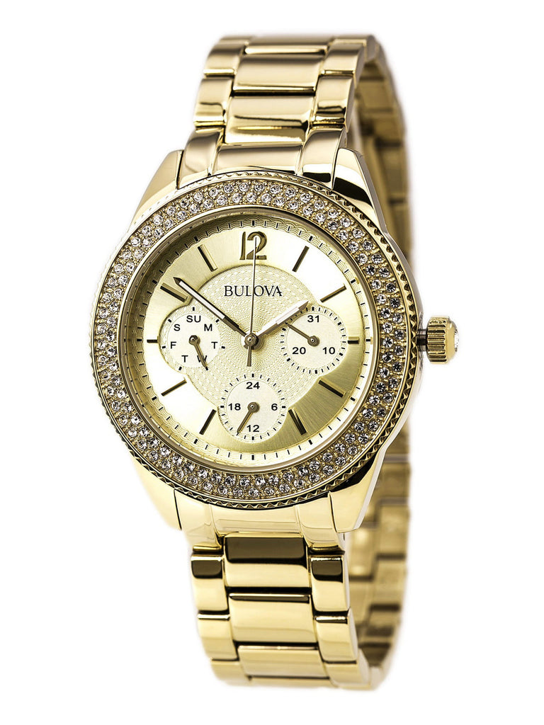 Bulova Multi Function Gold Dial Gold Steel Strap Watch for Women - 97N102 Buy Now By Bulova