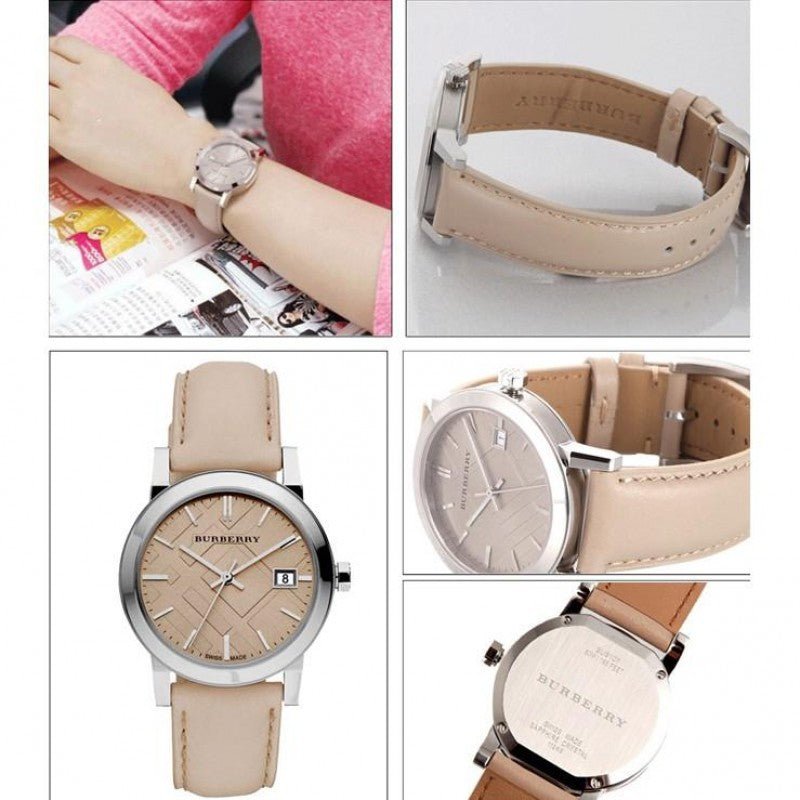 Burberry The City Beige Dial Beige Leather Strap Watch for Women - BU9107 Buy Now By Burberry