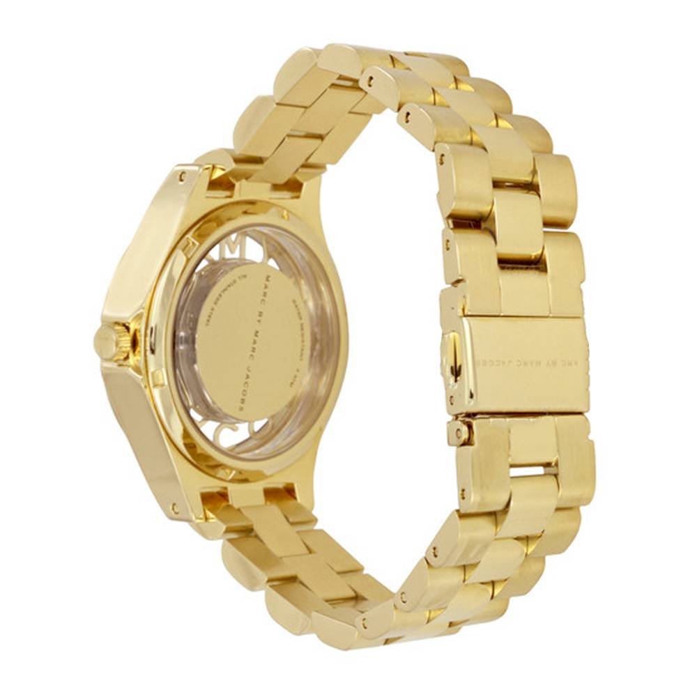 Marc Jacobs Henry Transparent Gold Dial Gold Steel Strap Watch for Women - MBM3338 Buy Now By Marc Jacobs