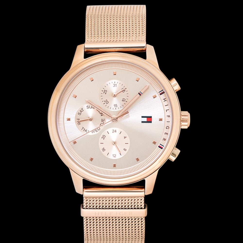 Tommy Hilfiger Blake Chronograph Rose Gold Dial Rose Gold Mesh Bracelet Watch For Women - 1781907 Buy Now By Tommy Hilfiger