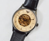 Emporio Armani Meccanico White Dial Black Leather Strap Watch For Men - AR1923 Buy Now By Emporio Armani