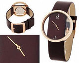 Calvin Klein Glam Transparent Dial Brown Leather Strap Watch for Women - K9423303 Buy Now By Calvin Klein