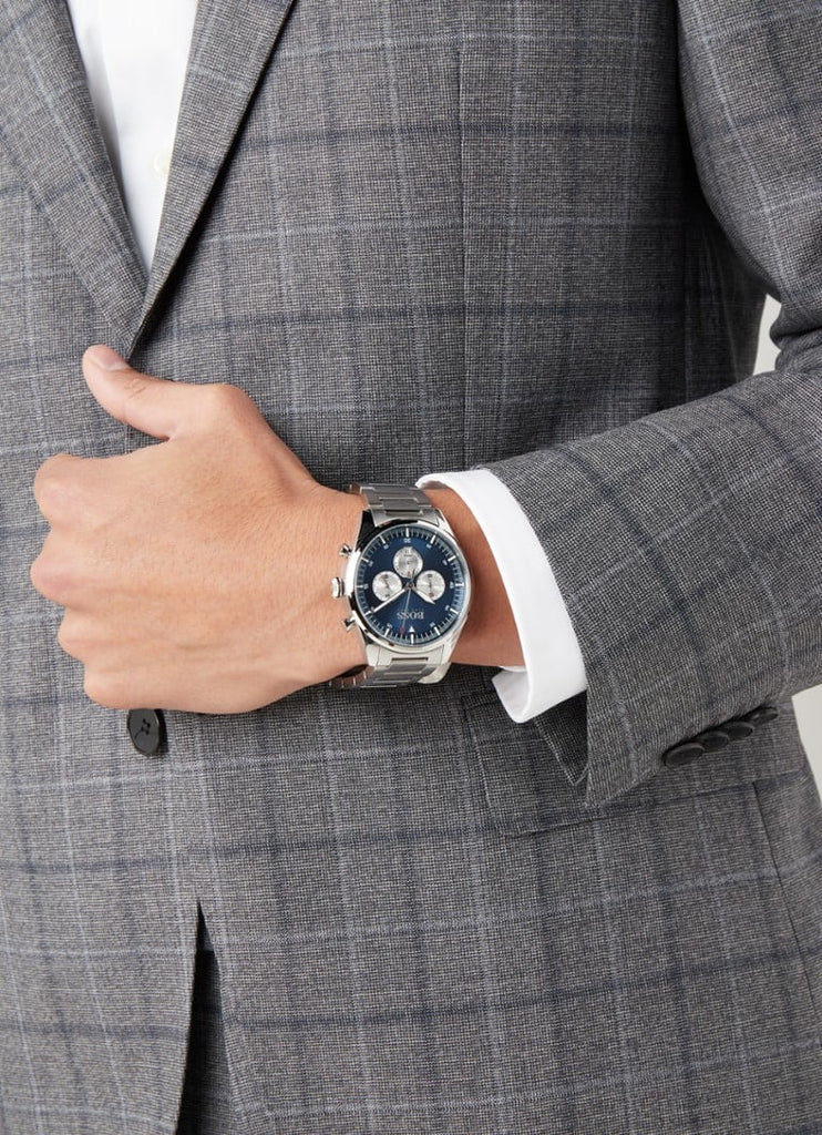 Hugo Boss Pioneer Blue Dial Silver Steel Strap Watch for Men - 1513713 Buy Now By Hugo Boss