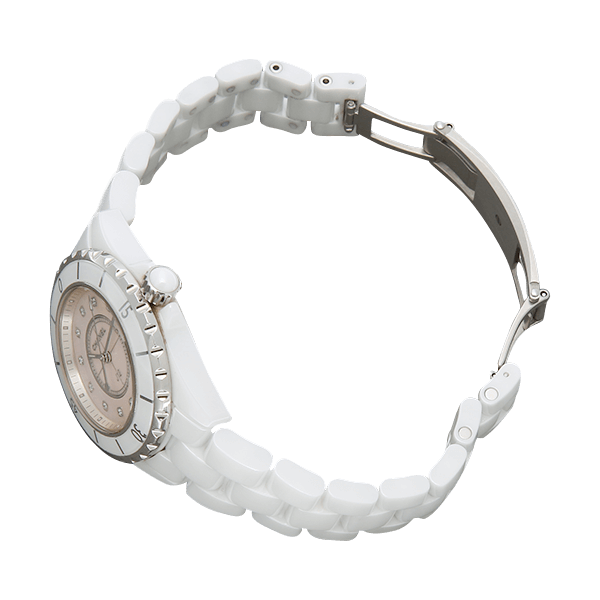 Chanel J12 Quartz Diamonds Pink Dial White Steel Strap Watch for Women - J12 H5513 Buy Now By Chanel