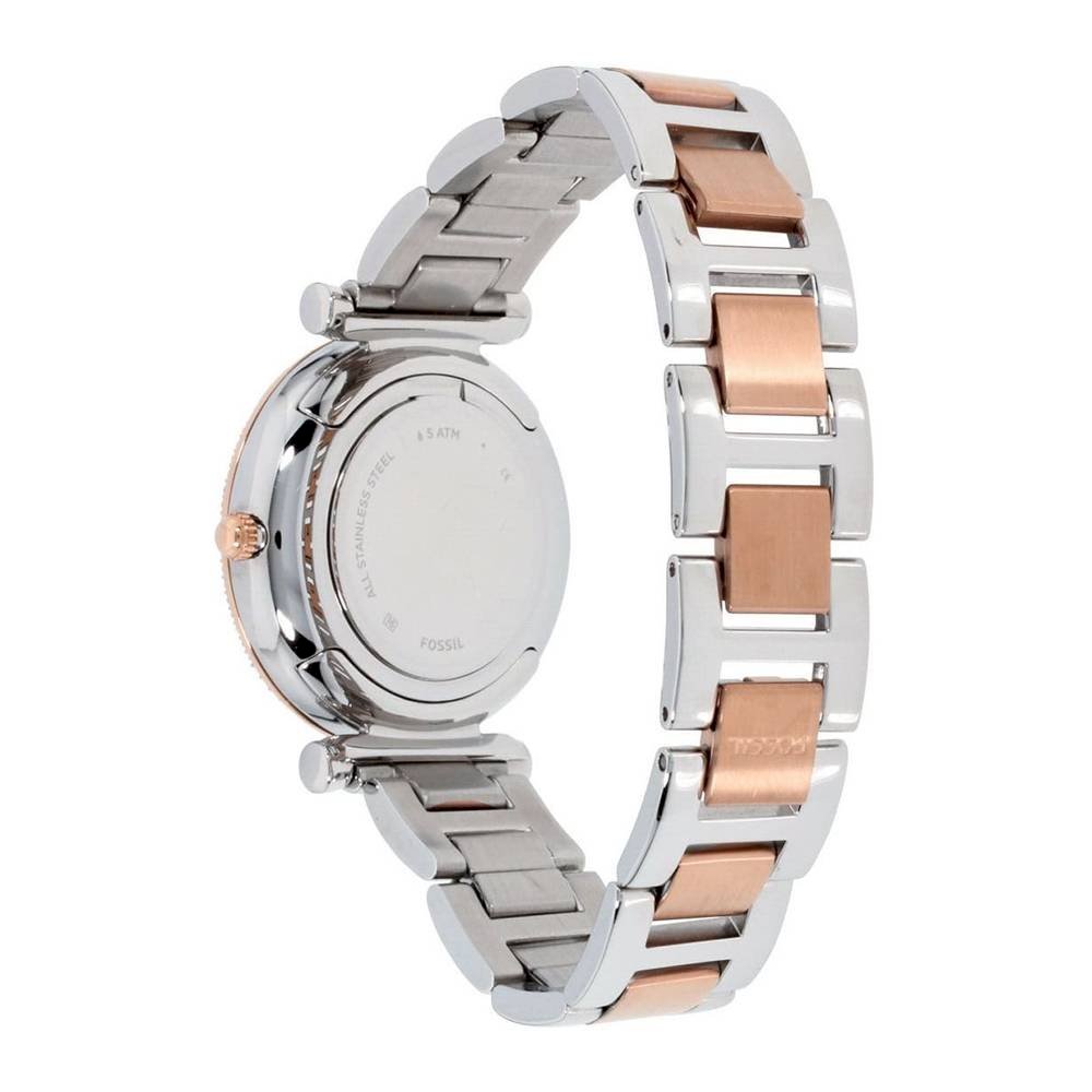Fossil Carlie Silver Dial Two Tone Steel Strap Watch for Women - ES4342 Buy Now By Fossil