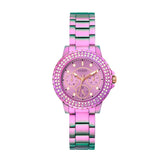 Guess Crown Jewel Diamonds Purple Dial Purple Steel Strap Watch for Women - GW0410L4 Buy Now By Guess