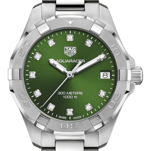 Tag Heuer Aquaracer Diamonds Emerald Green Dial Silver Steel Strap Watch for Women - WBD1316.BA0740 Buy Now By Tag Heuer