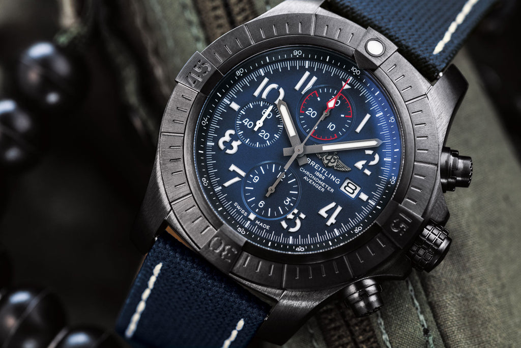 Breitling Super Avenger Chronograph 48 Night Mission Blue Dial Blue Leather Strap Watch for Men - V13375101C1X2 Buy Now By Breitling