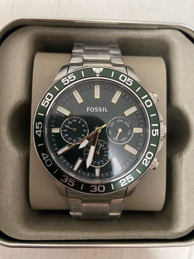 Fossil Bannon Chronograph Green Dial Silver Steel Strap Watch for Men - BQ2492 Buy Now By Fossil