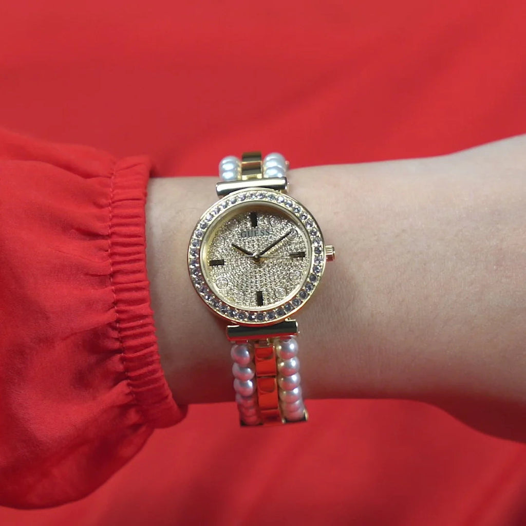 Guess Gala Diamonds Gold Dial Two Tone Steel Strap Watch for Women - GW0531L2 Buy Now By Guess