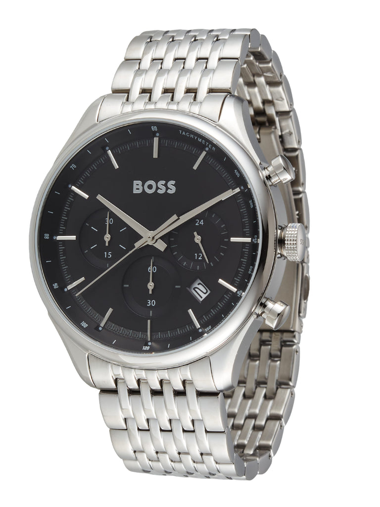 Hugo Boss Gregor Chronograph Black Dial Silver Steel Strap Watch For Men - 1514082 Buy Now By Hugo Boss