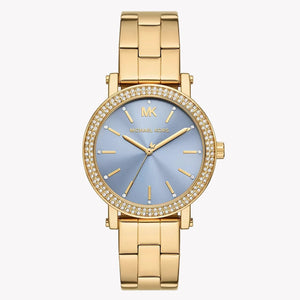 Michael Kors Quartz Blue Dial Gold Steel Strap Watch for Men - MKO1048 Buy Now By Michael Kors