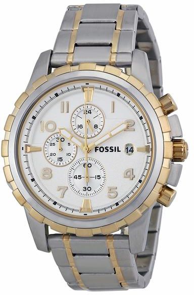 Fossil Dean Chronograph White Dial Silver Steel Strap Watch for Men - FS4795 Buy Now By Fossil