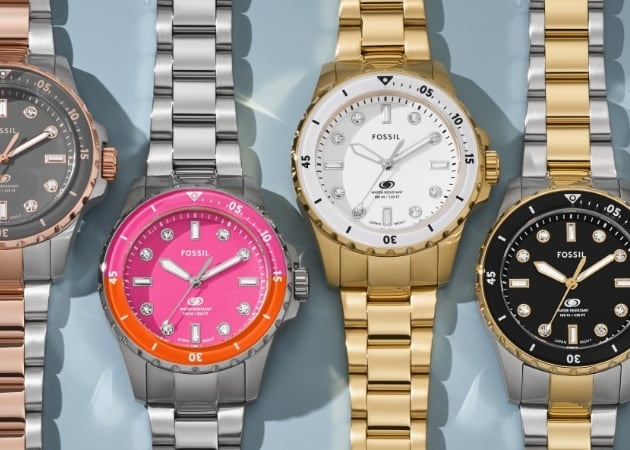 Fossil Blue Dive Analog Pink Dial Silver Steel Strap Watch For Women - ES5351 Buy Now By Fossil