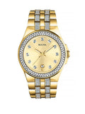 Bulova Crystal Collection Champagne Dial Two Tone Steel Strap Watch for Women - 98B174 Buy Now By Bulova