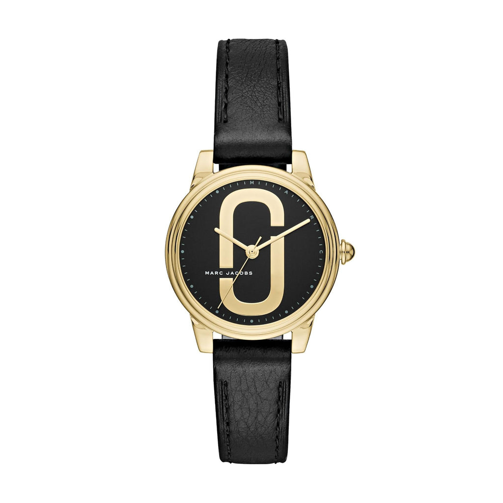 Marc Jacobs Corie Black Dial Black Leather Strap Watch for Women - MJ1580 Buy Now By Marc Jacobs