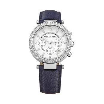 Michael Kors Parker White Dial Navy Blue Leather Strap Watch for Women - MK2293 Buy Now By Michael Kors