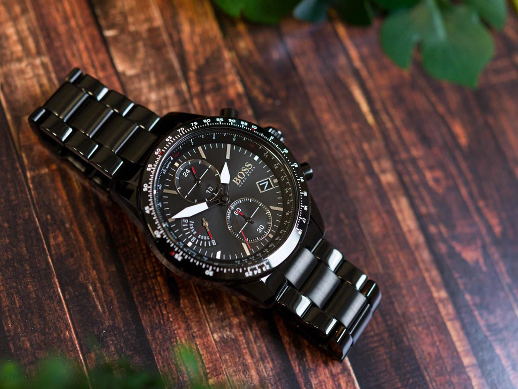 Hugo Boss Pilot Edition Chronograph Black Dial Black Steel Strap Watch for Men - 1513854 Buy Now By Hugo Boss