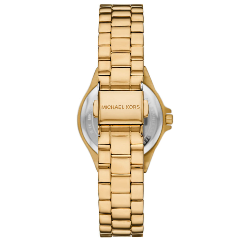 Michael Kors Lennox Three Hand Black Dial Gold Steel Strap Watch For Women - MK7394 Buy Now By Michael Kors