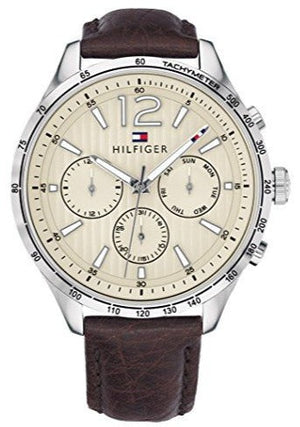 Tommy Hilfiger Gavin Chronograph White Dial Brown Leather Strap Watch for Men - 1791467 Buy Now By Tommy Hilfiger