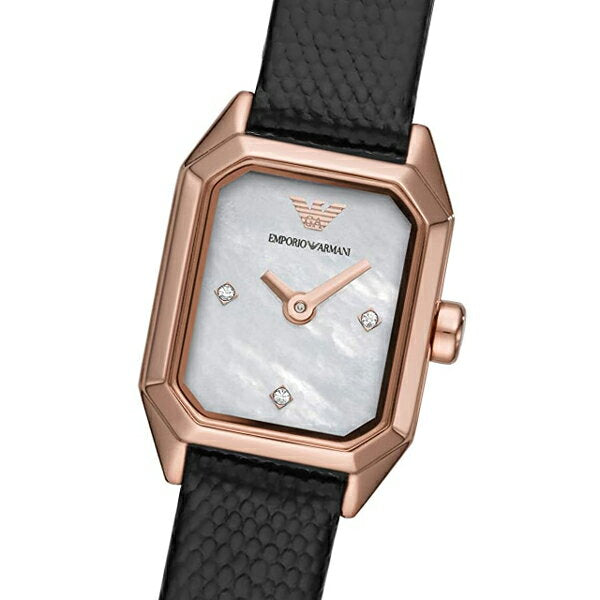 Emporio Armani Gioia Quartz Mother of Pearl Dial Black Leather Strap Watch For Women - AR11390 Buy Now By Emporio Armani