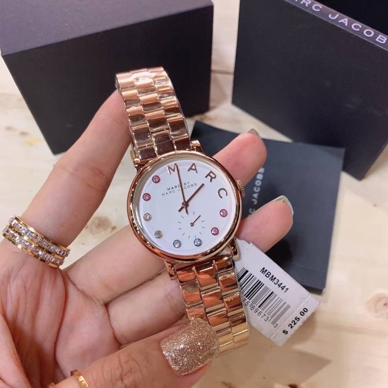 Marc Jacobs Baker White Dial Rose Gold Steel Strap Watch for Women - MBM3441 Buy Now By Marc Jacobs