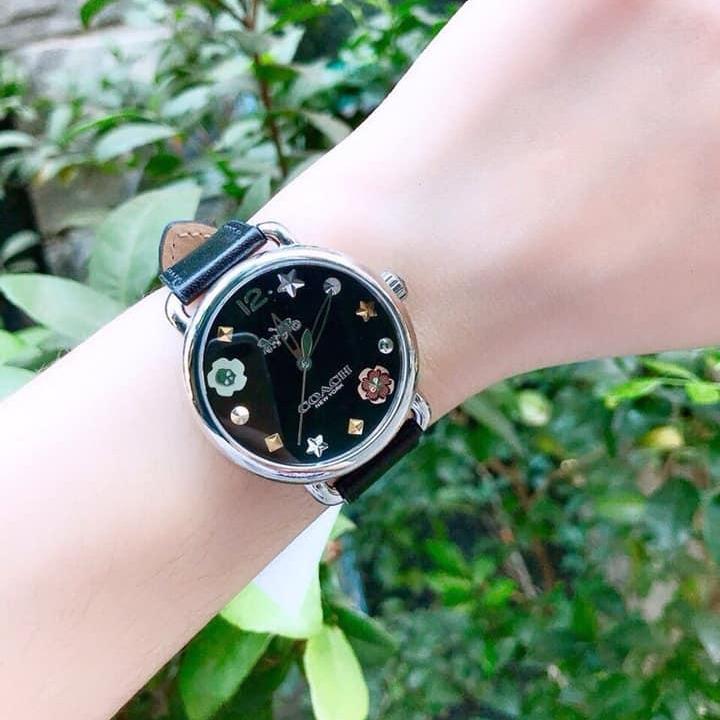 Coach Delancey Black Dial Black Leather Strap Watch for Women - 14502780 Buy Now By Coach