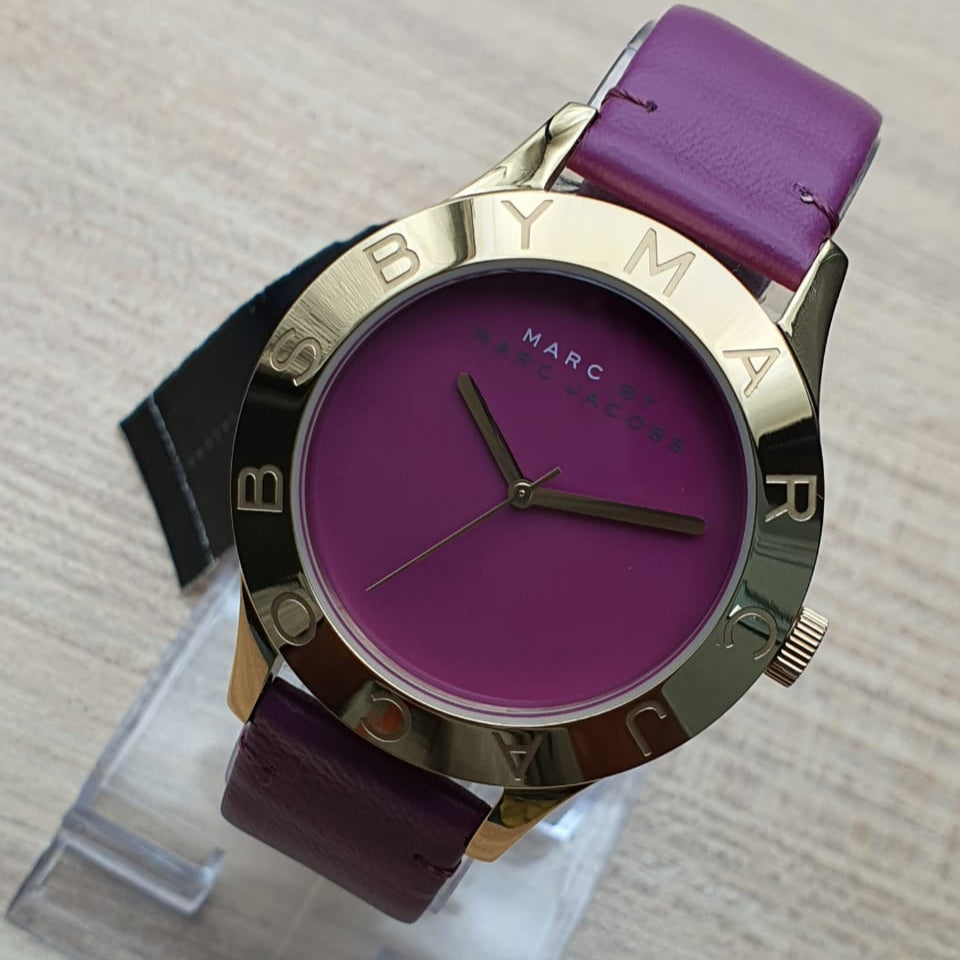 Marc Jacobs Purple Dial Purple Leather Strap Watch for Women - MBM1209 Buy Now By Marc Jacobs