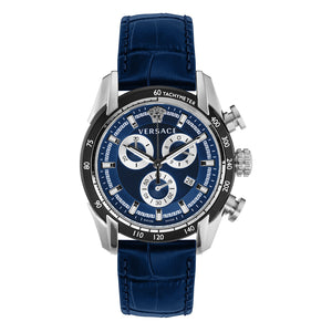 Versace V-Ray Chronograph Quartz Blue Dial Blue Leather Strap Watch for Men - VE2I00721 Buy Now By Versace