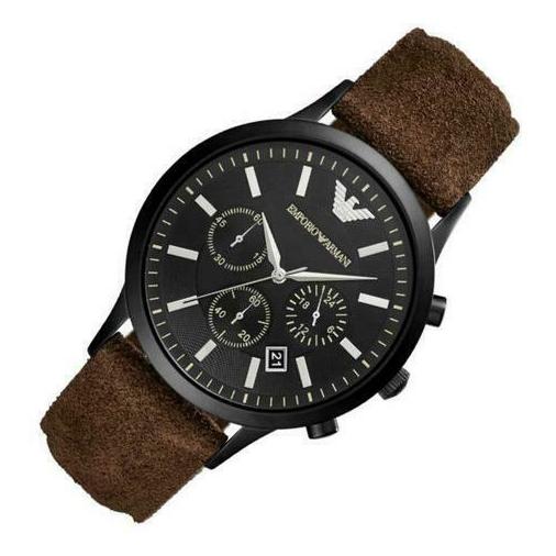 Emporio Armani Chronograph Black Dial Brown Leather Strap Watch For Men - AR11078 Buy Now By Emporio Armani