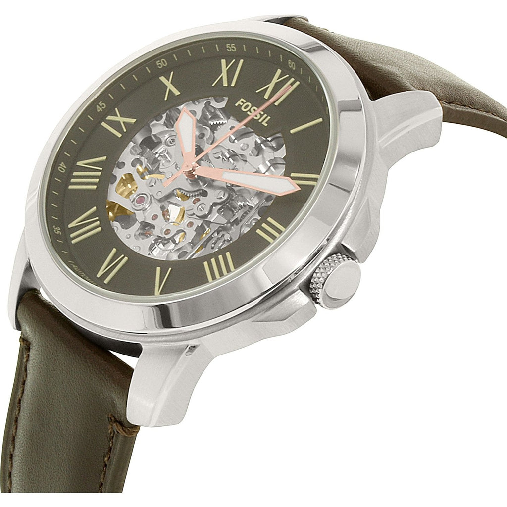 Fossil Grant Automatic Skeleton Black Dial Brown Leather Strap Watch for Men - ME3100 Buy Now By Fossil